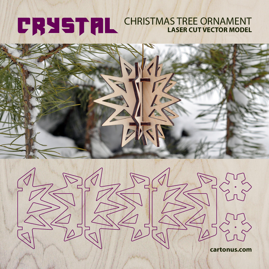 Crysral
Looking for free Christmas decorations? Download these wonderful templates and create your own beautiful, unique, and festive Christmas decorations. Project plans of Christmas tree ornaments ready for laser cut.