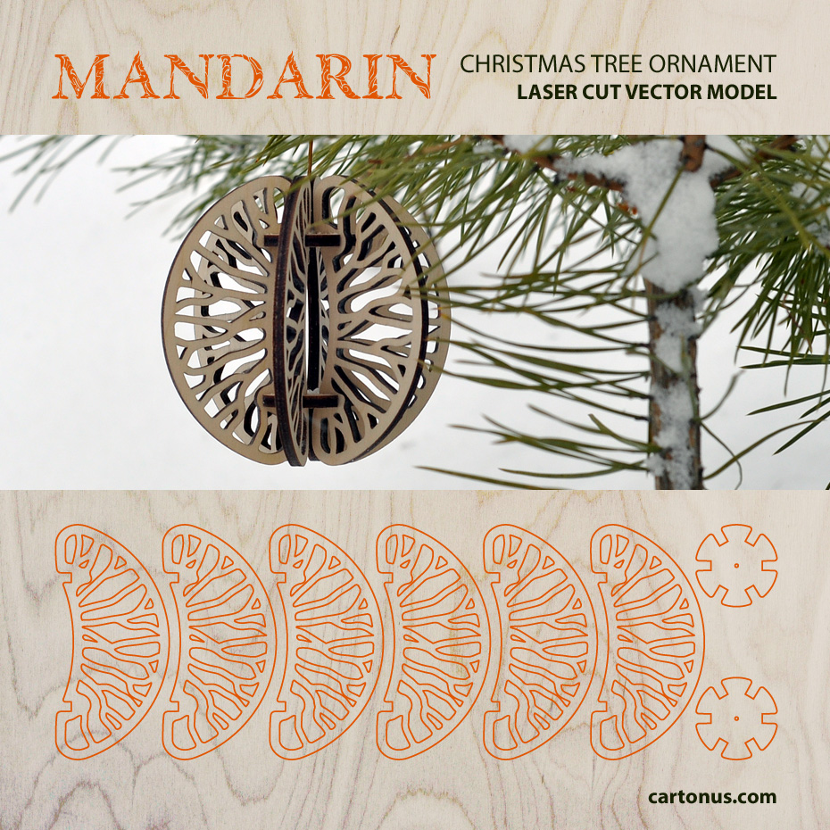 Mandarin
Looking for free Christmas decorations? Download these wonderful templates and create your own beautiful, unique, and festive Christmas decorations. Project plans of Christmas tree ornaments ready for laser cut.