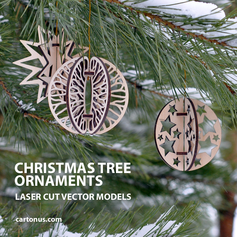 Looking for free Christmas decorations? Download these wonderful templates and create your own beautiful, unique, and festive Christmas decorations. Project plans of Christmas tree ornaments ready for laser cut.