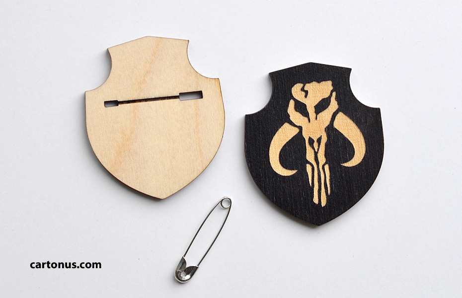 Instruction. How-to make wooden badge with safety pin on CO2 laser machine. Free download laser cut wood project SVG file
Step 2: Safety pin