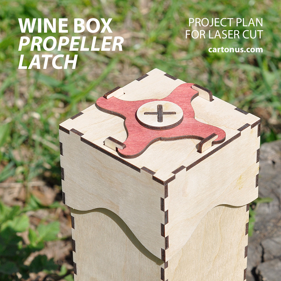 Wood box with propeller latch – project plan ready for laser cut.
Our new invention. Propeller latch looks interesting and reliably locks the box.