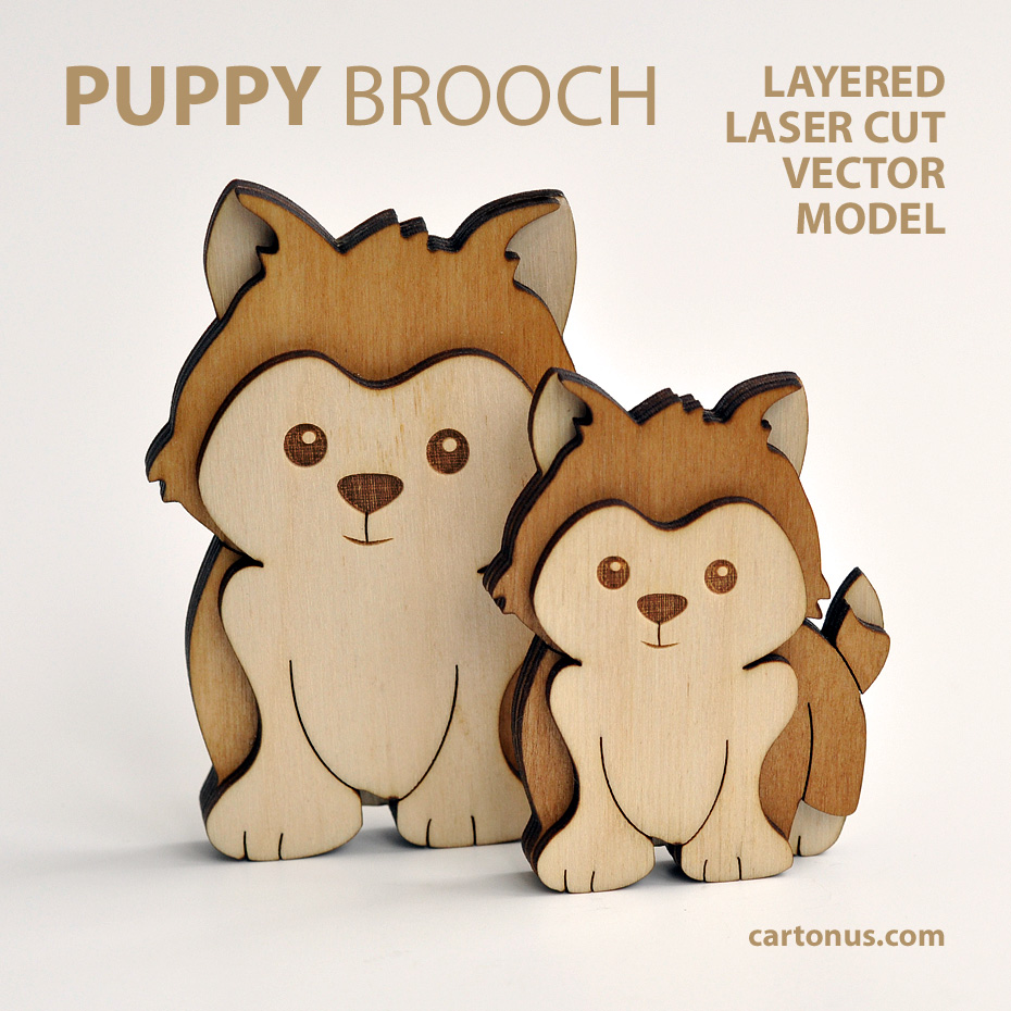 Puppy brooch.
Layered vector model ready for laser cut.
Digital product includes AI, EPS, SVG, PDF, CDR files.