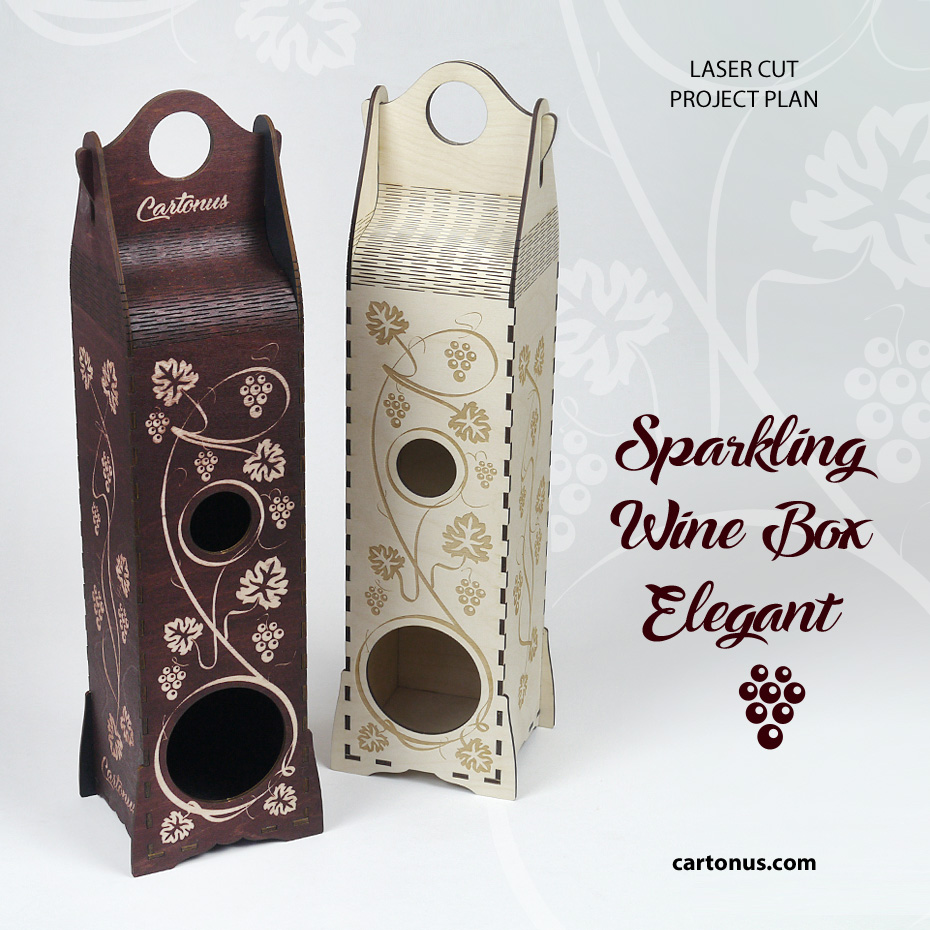 Sparkling wine box elegant. Lasercut vector model / project plan 