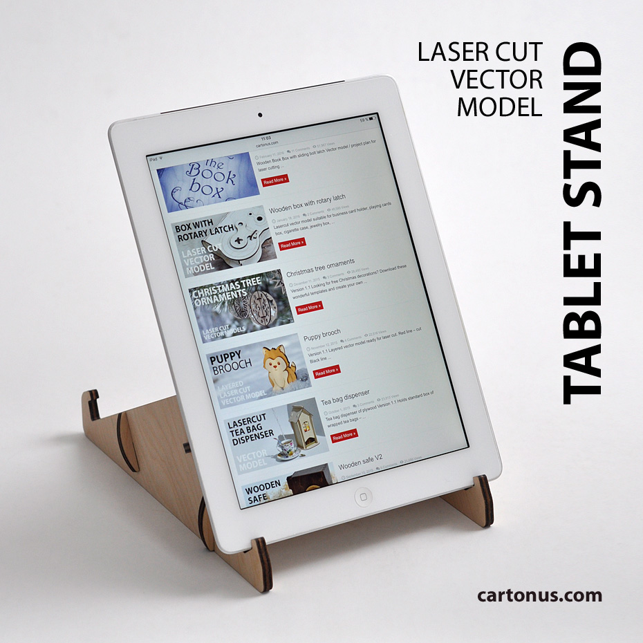 Project plan for making tablet stand.
Free vector model ready for lasercut.