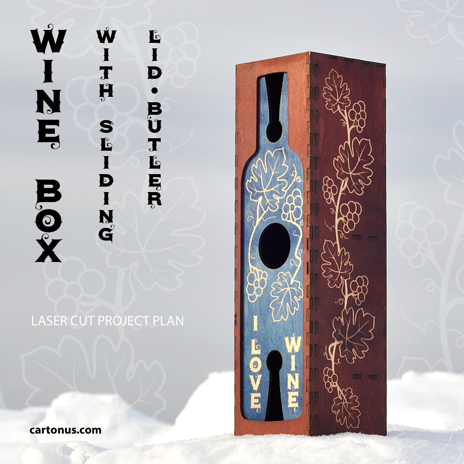 Wine box with sliding lid-butler