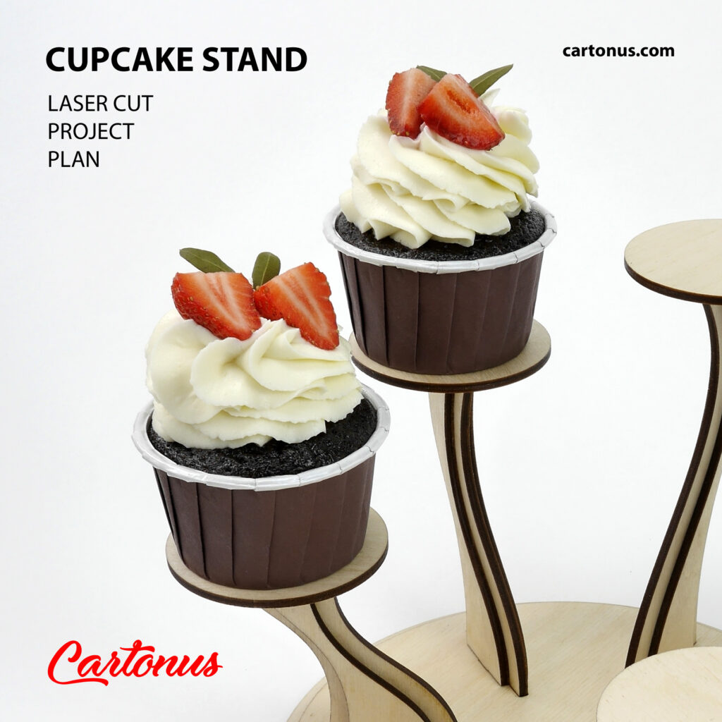 Cupcake stand, serving stand, photo stand.
Lasercut vector model / project plan