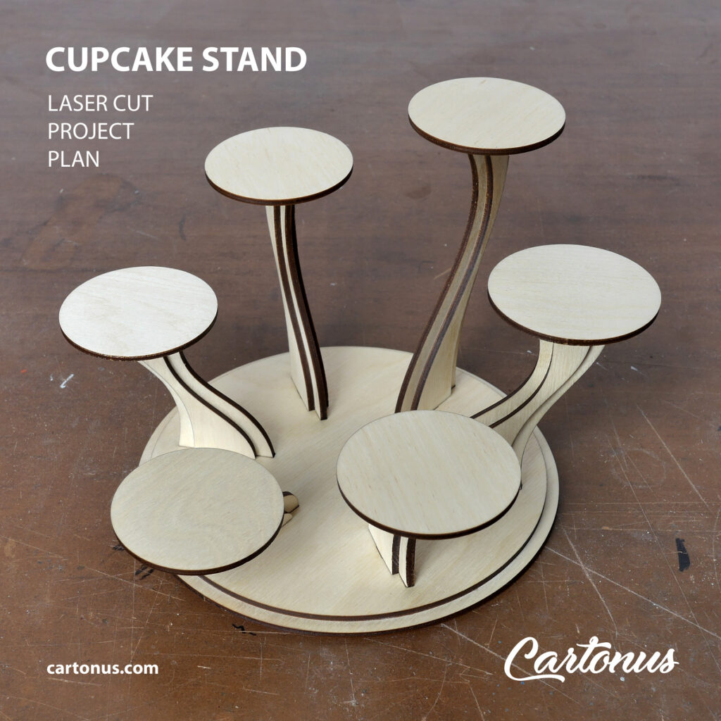 Cupcake stand, serving stand, photo stand.
Lasercut vector model / project plan