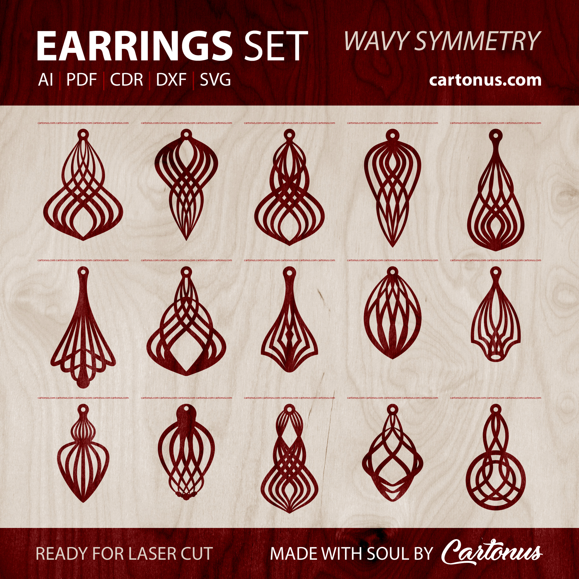 Earrings set Wavy symmetry