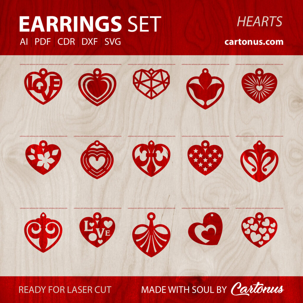 Earrings set Hearts
