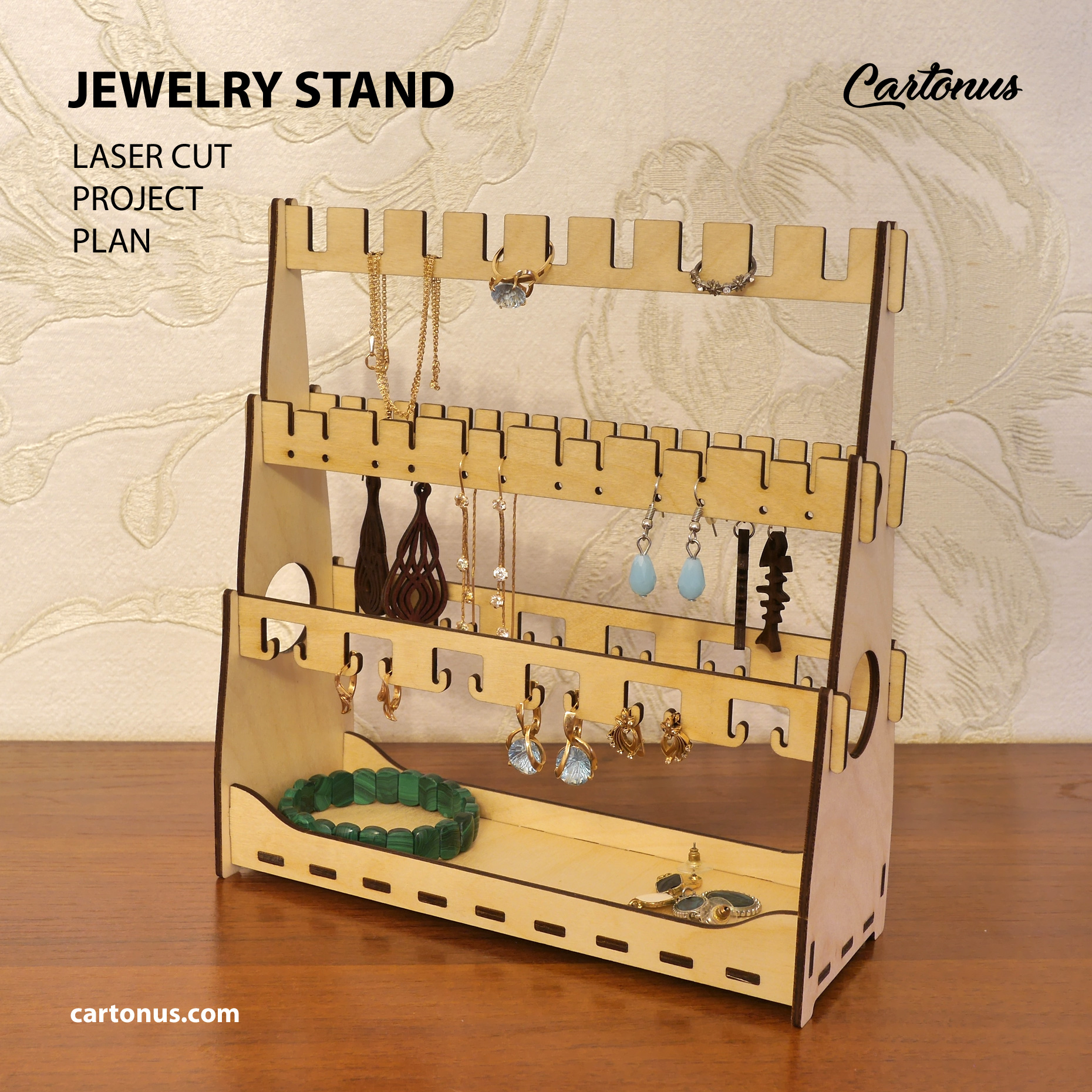 Jewelry stand SVG laser cut file template