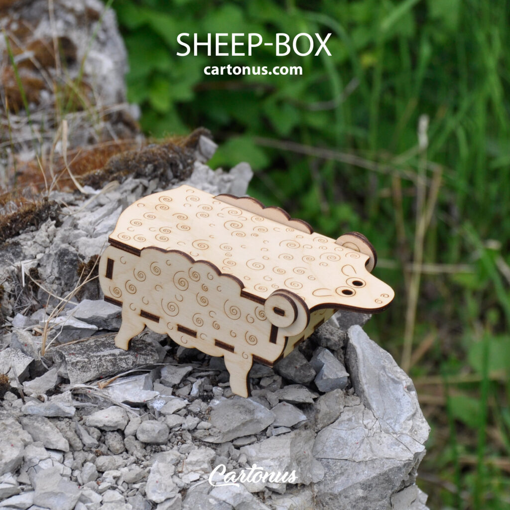 Sheep-box vector model. 
Ready for laser cut and laser engraving. 