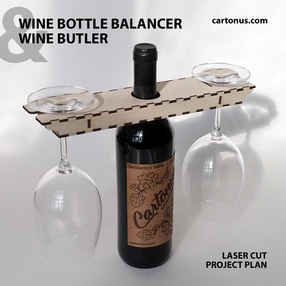 Wine bottle balancer & Wine butler
Lasercut vector model / project plan with engraving.