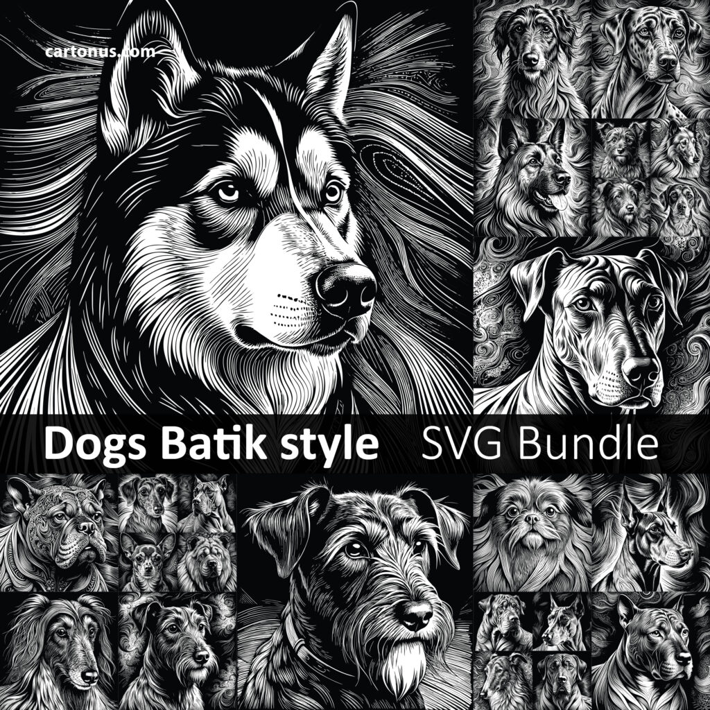 Dogs batik style SVG bundle