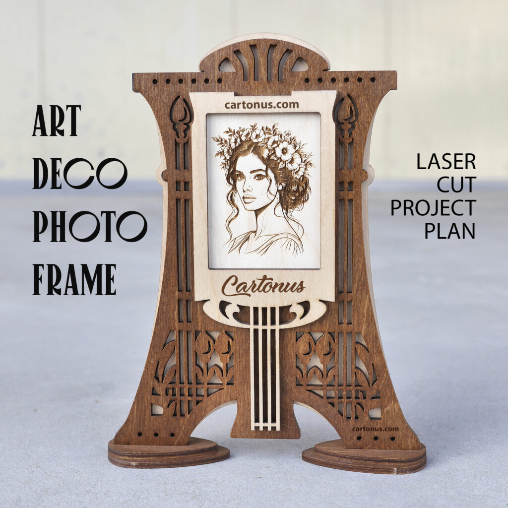 Create a unique and elegant photo frame in the Art Deco style with your own hands! This file is designed for laser cutting machines and is perfect for those who want to add a sophisticated accent to their interior or make an original gift.