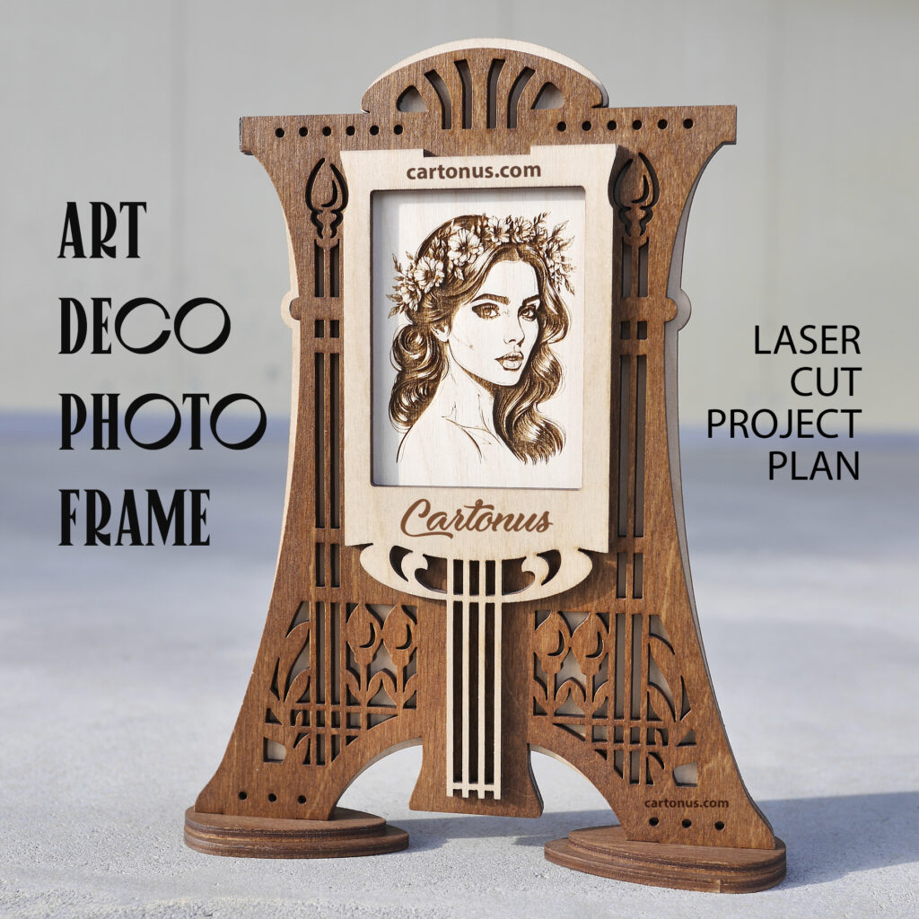 Style: Elegant Art Deco — geometric lines, delicate details, and luxurious design.
Size: Suitable for small photographs, making the frame versatile and convenient.
Materials: Compatible with wood, acrylic, MDF, or other suitable materials.
Ease of Use: Compatible with most laser cutting machines, easy to load and set up.
Customization: Ability to modify and adapt to your preferred sizes and designs.