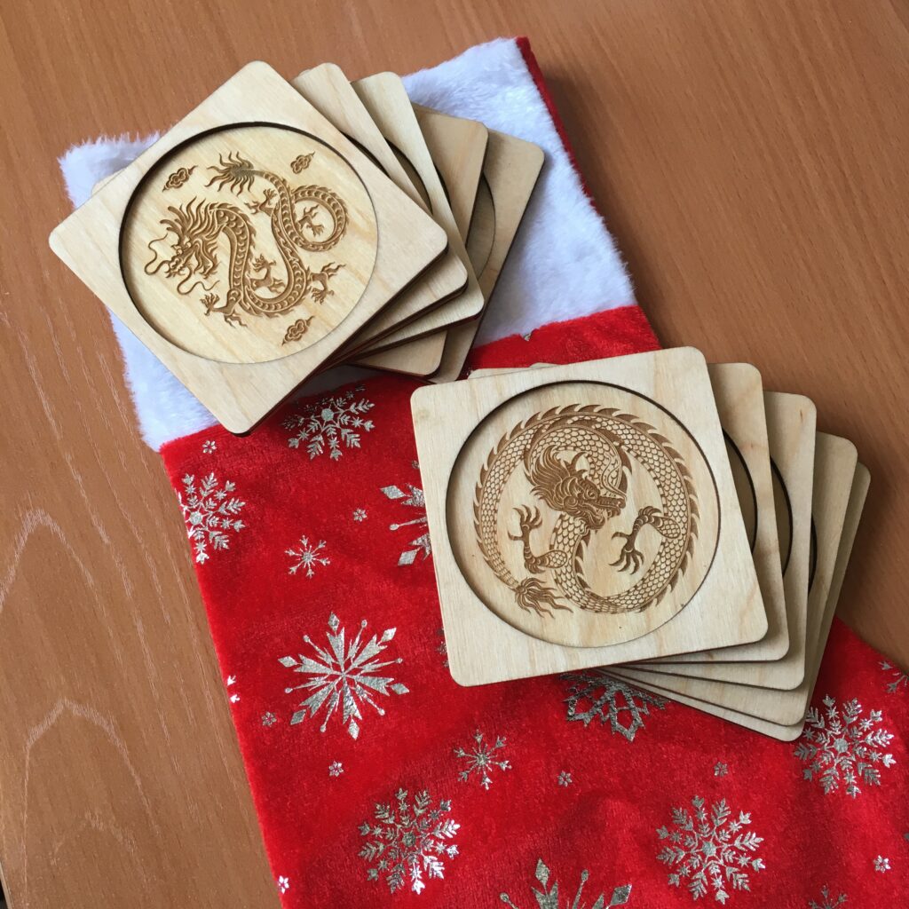 Precision Laser Files for Gift Makers & Laser Workshops. Coaster gifts for christmas