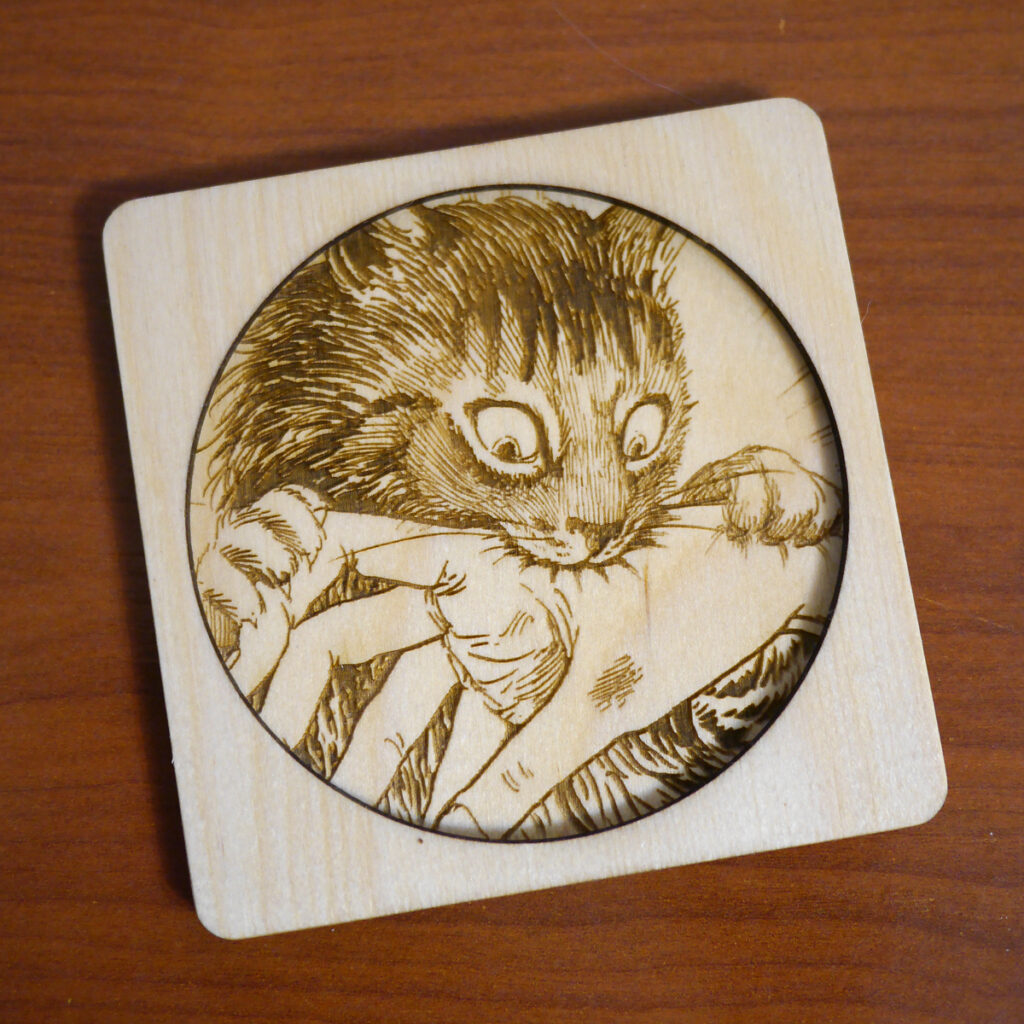 Mug Coaster – Beginner-Friendly Laser Cutting Project. Cat